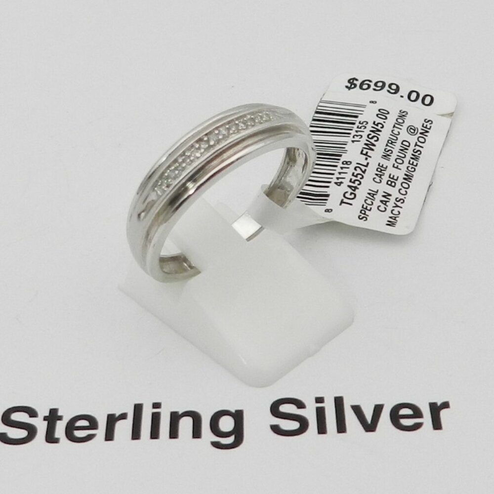 Beautiful Beginnings Men's Diamond Accent Wedding Band in 14k White Gold